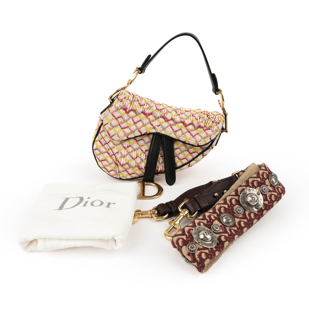Christian Dior Beaded Saddle Bag with Embroidered Strap