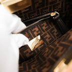 Fendi Peekaboo Mini 2way Handbag Smooth Leather Dark Brown Gold Hardware 8BN244