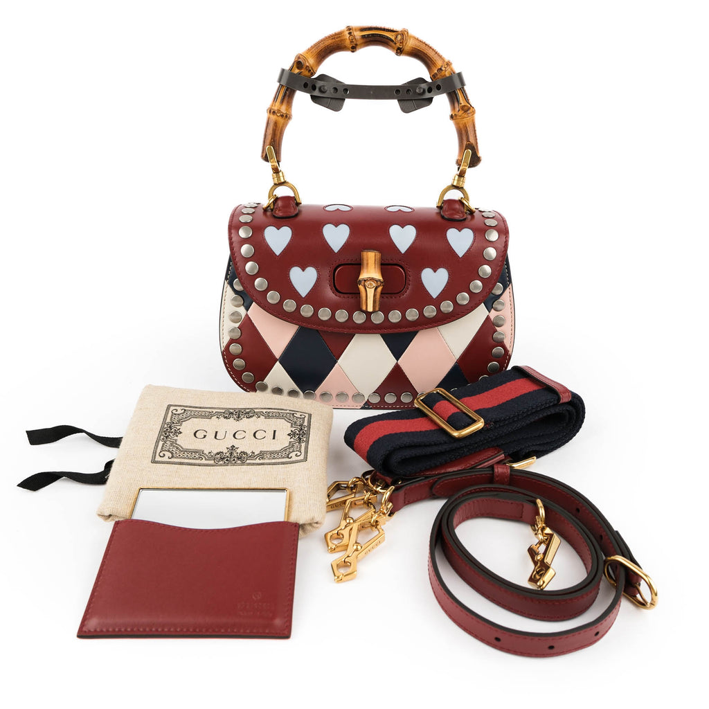 Gucci Bamboo 1947 Mini - Heart Patchwork & Studs Limited Edition
