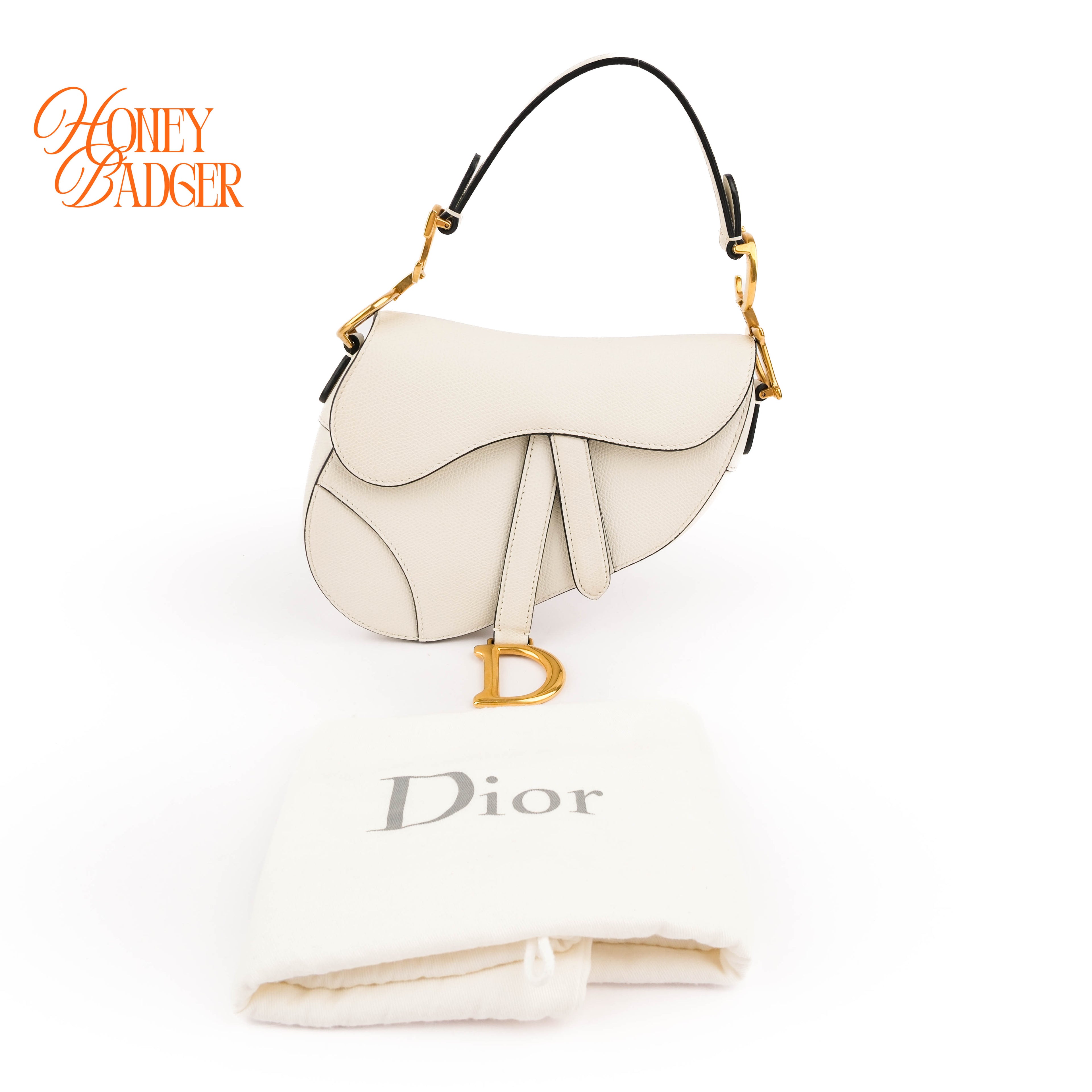 Dior Handbag 2WAY Shoulder Bag White Saddle Small Calfskin