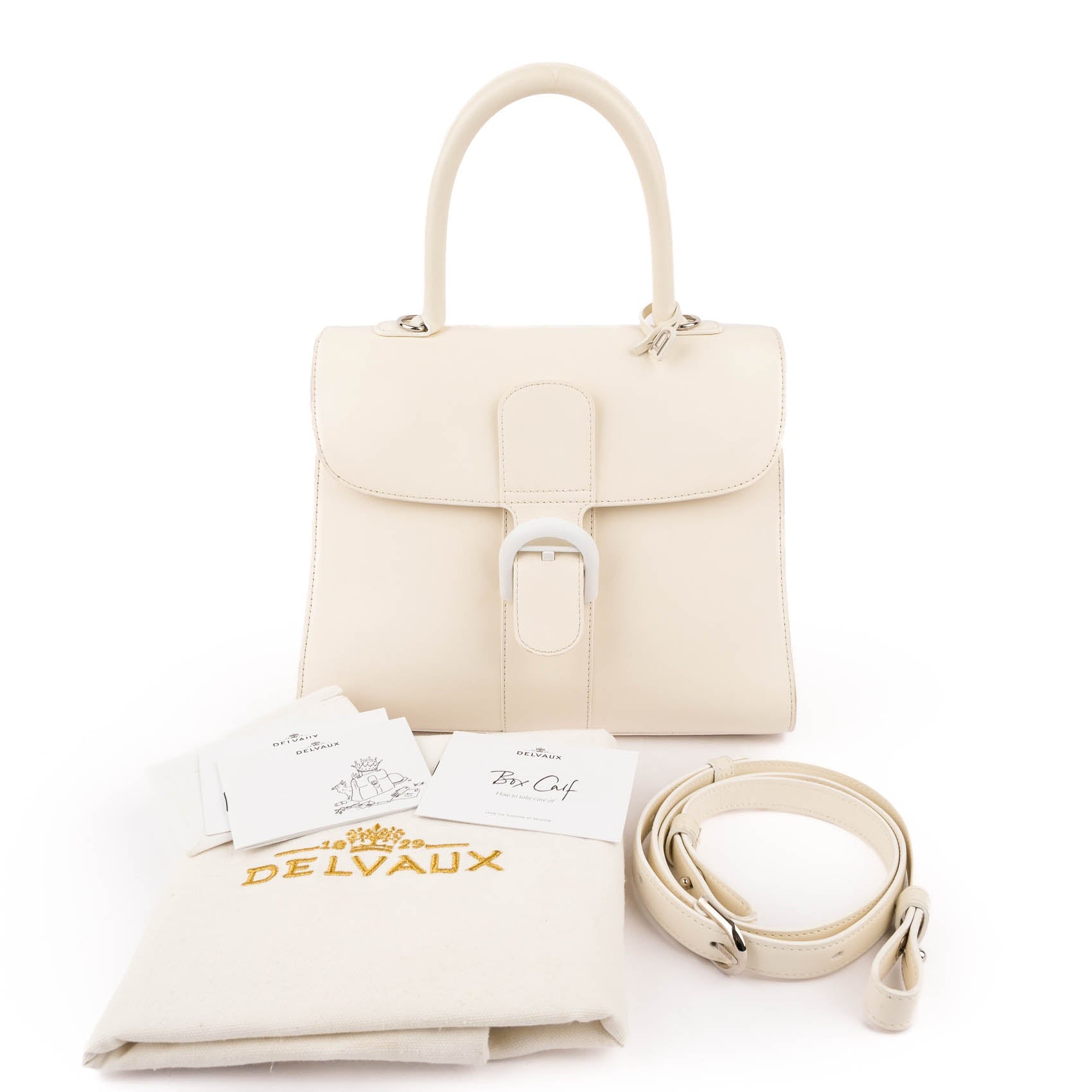 Delvaux Brillant MM (Medium) in White Leather