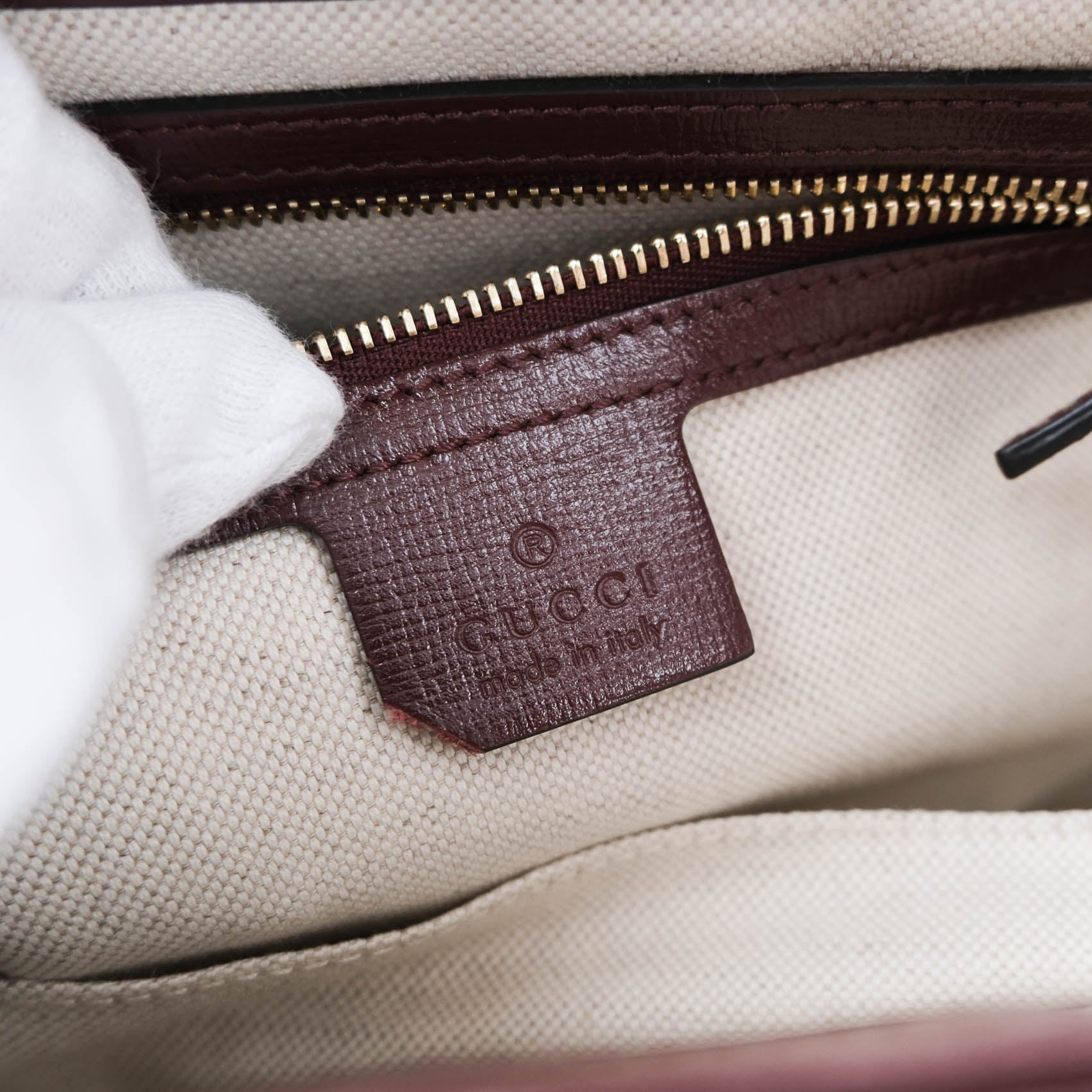 Gucci Jackie 1961 Small GG Canvas Leather Bordeaux Shoulder Bag 636706