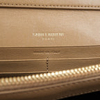 Saint Laurent Paris Becky Leather Chain Wallet in Beige