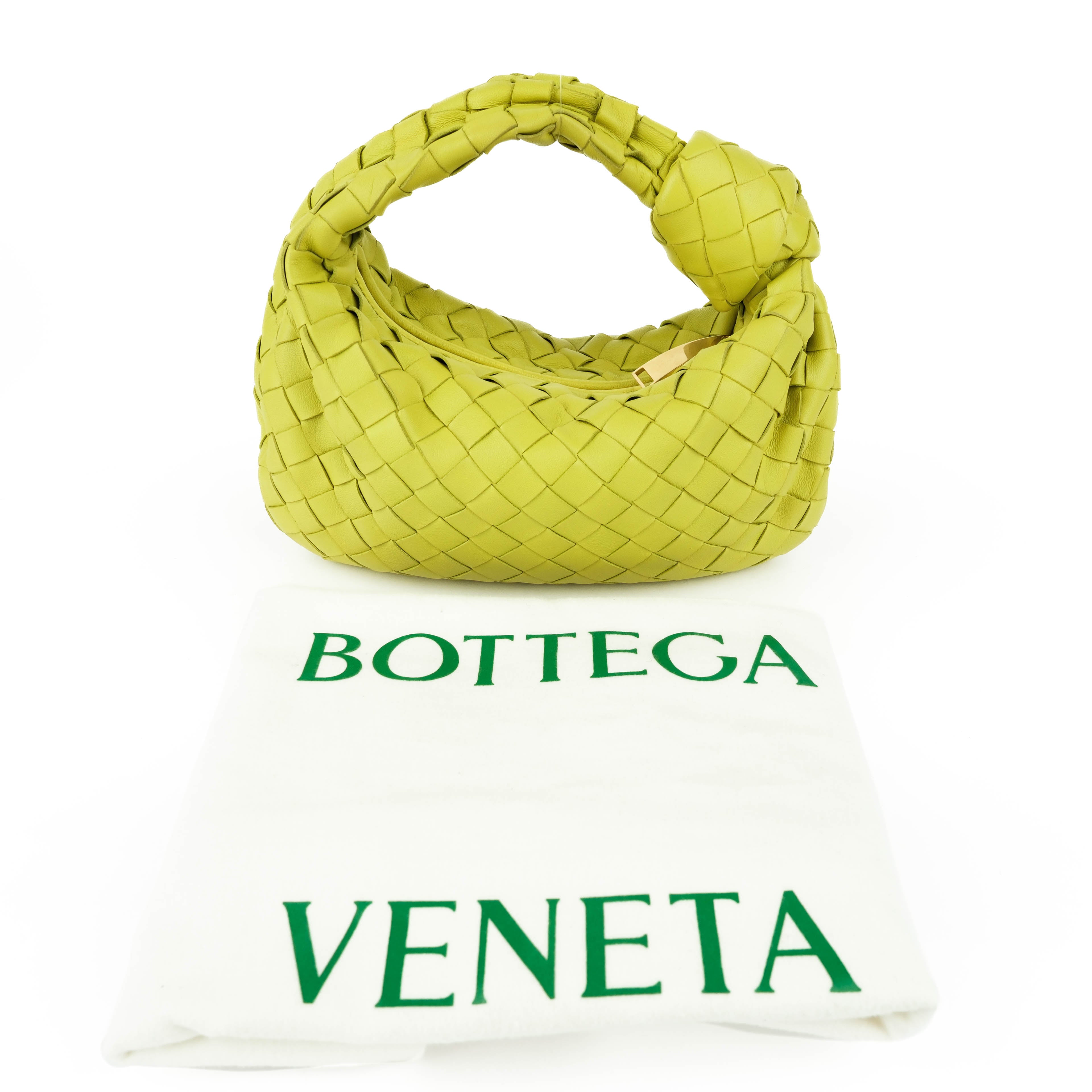 Bottega Veneta Mini Jodie Bag 72750 Intrecciato Leather Handbag Yellow-Green