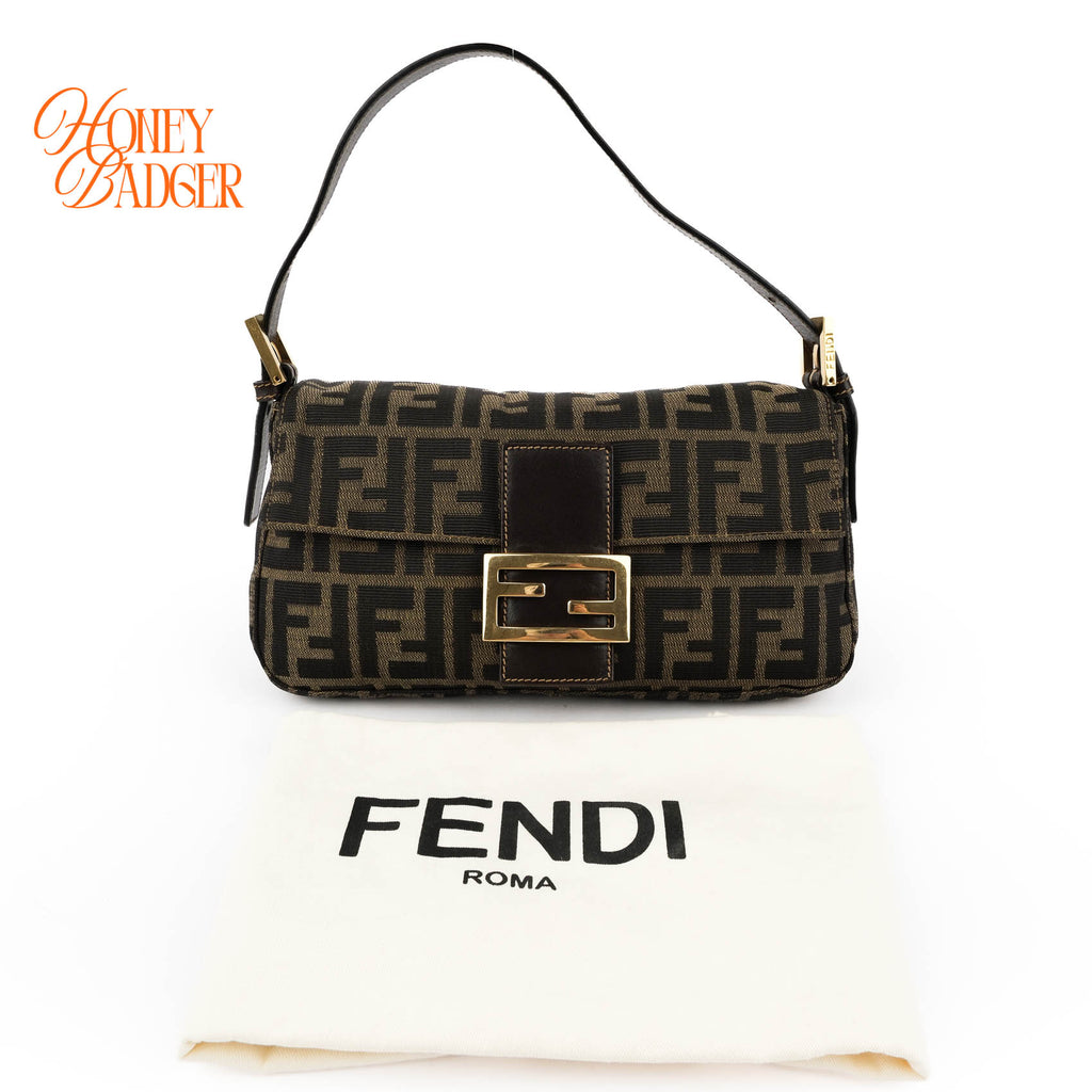 Fendi Vintage Zucca Canvas Baguette Bag - Gold Hardware