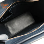 Celine Micro Luggage Tri-Color Suede & Calfskin Navy Green Grey Rank A