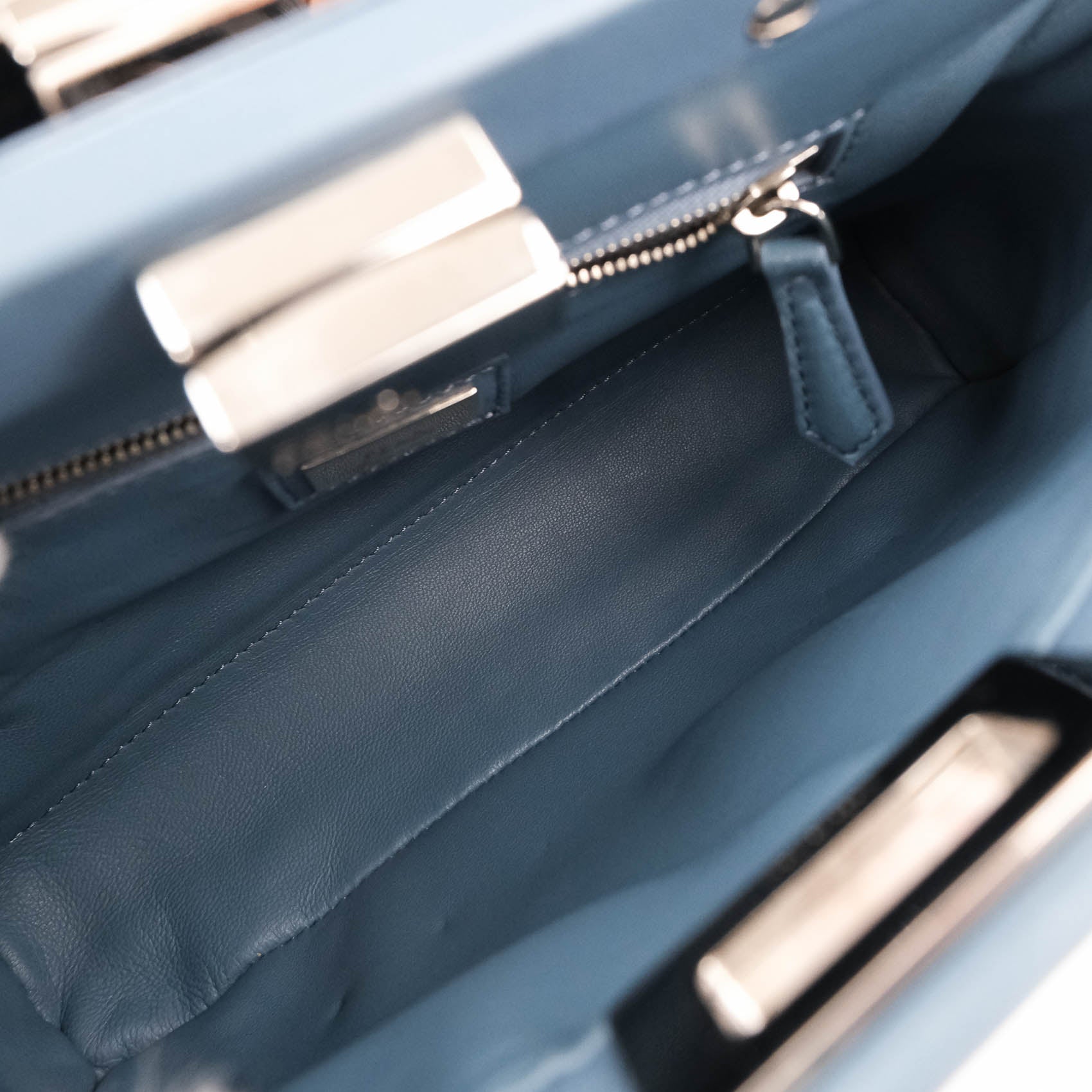 Fendi Mini Peekaboo Leather 2‑Way Handbag – Blue (8BN244)