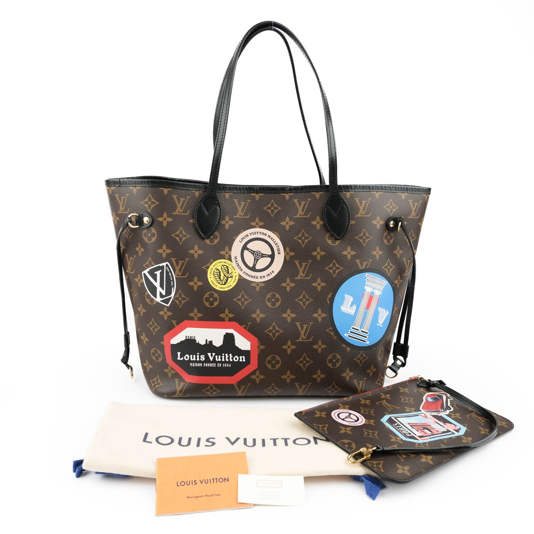 Louis Vuitton Monogram World Tour Neverfull MM - Paris Edition (Black Trim)