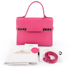 Delvaux Tempête GM Pink Leather 2‑Way Handbag with Mirror – Luxury Designer Tote