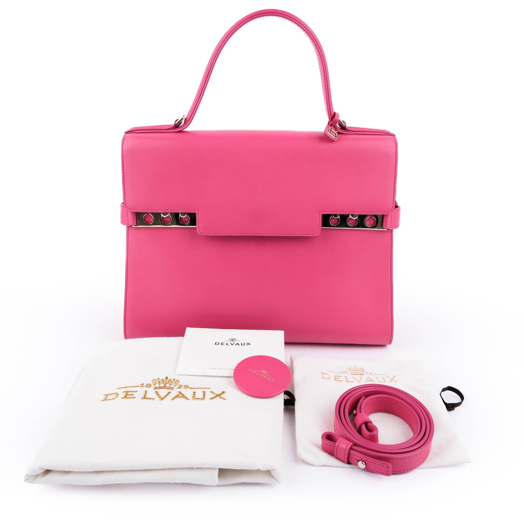 Delvaux タンペート GM ピンク レザー 2way ハンドバッグ ミラー付き – ラグジュアリー デザイナー トート
