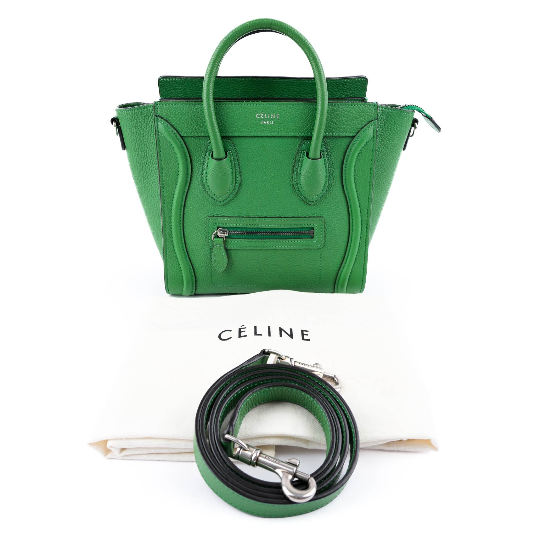 Celine Nano Luggage Bag - Green Drummed Calfskin (Phoebe Philo Era)