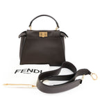 Fendi Peekaboo Mini 2way Handbag Smooth Leather Dark Brown Gold Hardware 8BN244
