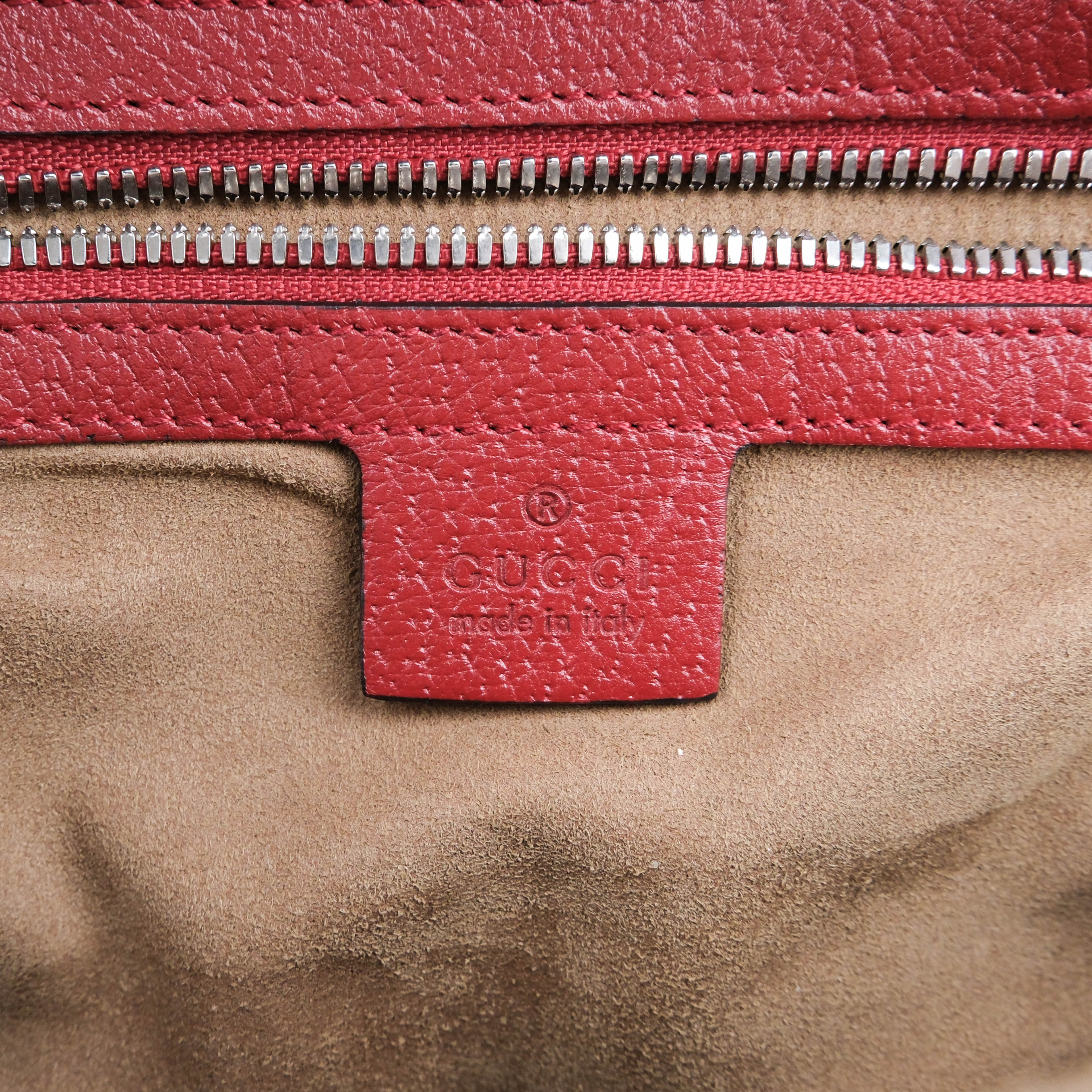 Gucci Tian GG Supreme PVC x Leather Backpack Beige x Red
