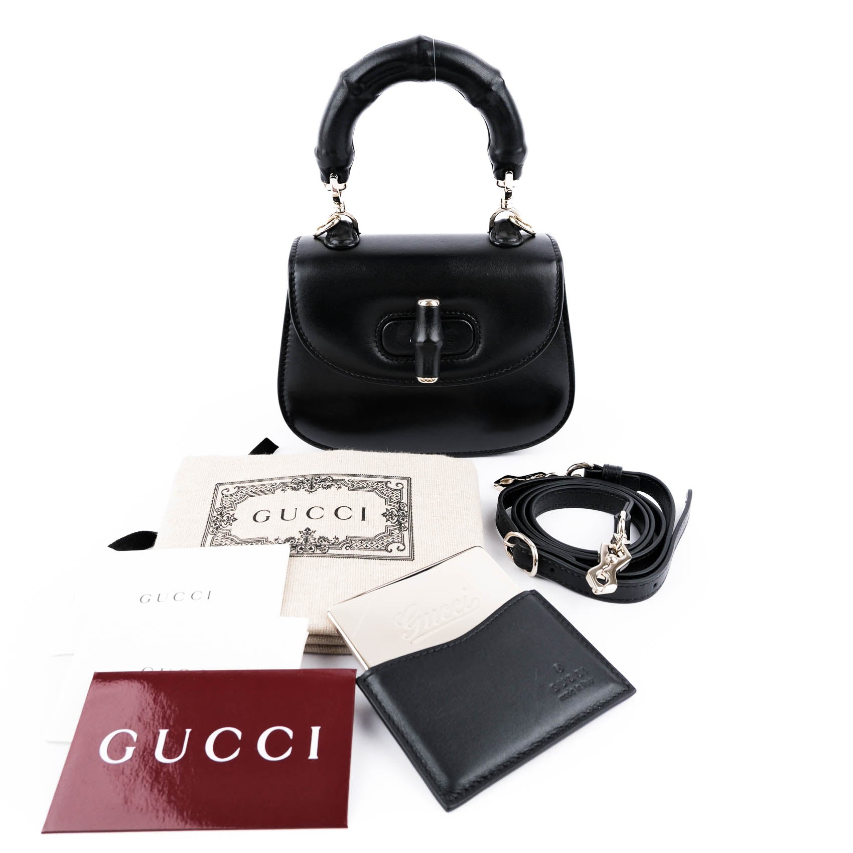 Gucci Bamboo 1947 Mini Top Handle Black Bag
