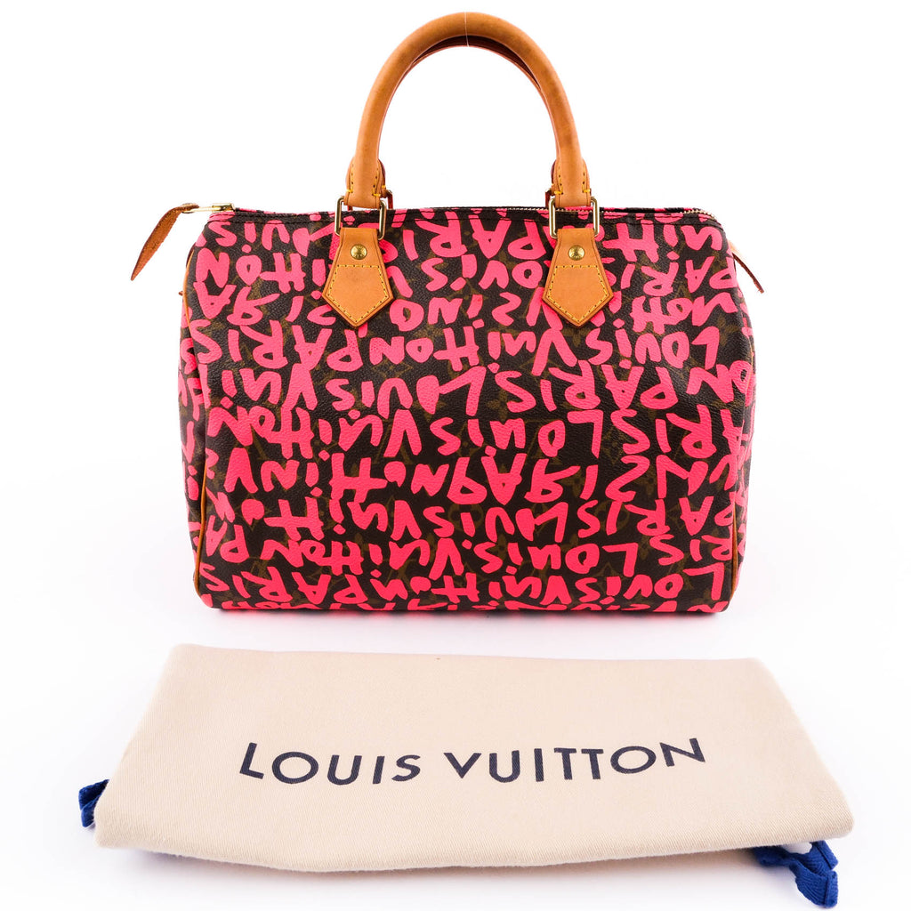 Louis Vuitton Limited Edition 2009 Stephen Sprouse Monogram Graffiti Speedy 30 - Fuchsia
