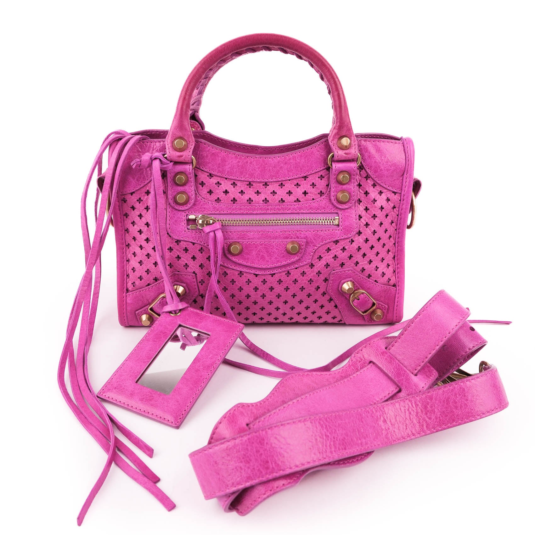 Balenciaga Classic City Mini Pink Leather 2Way Shoulder Handbag