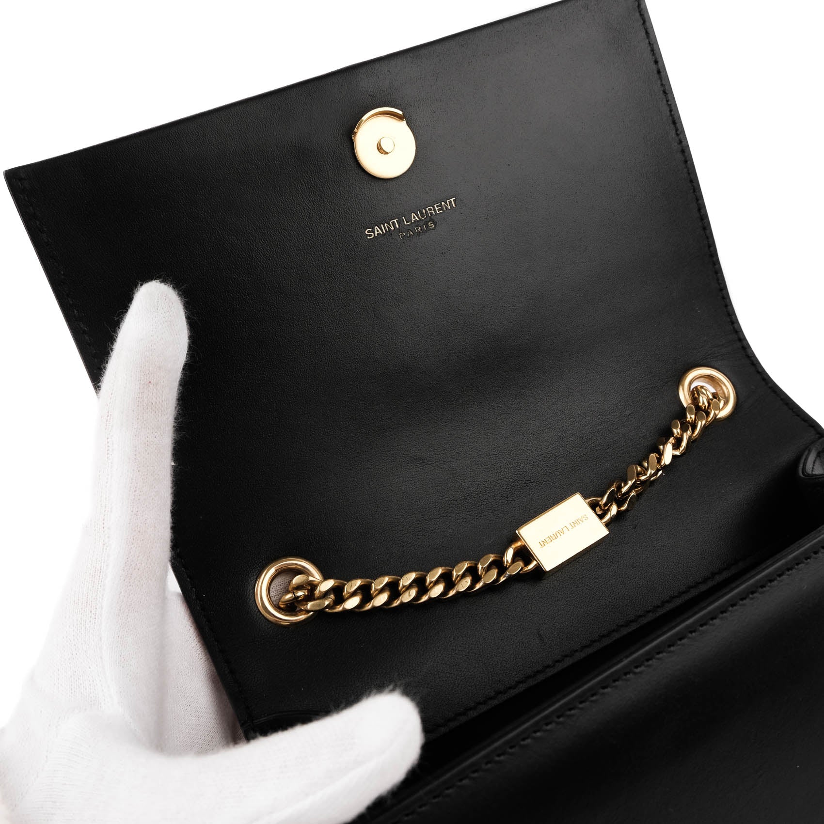 Saint Laurent Kate Small Tassel Bag in Black Smooth Leather with Gold Hardware