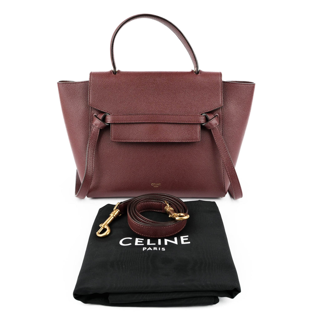 CELINE Micro Belt Bag in Grained Calfskin Burgundy