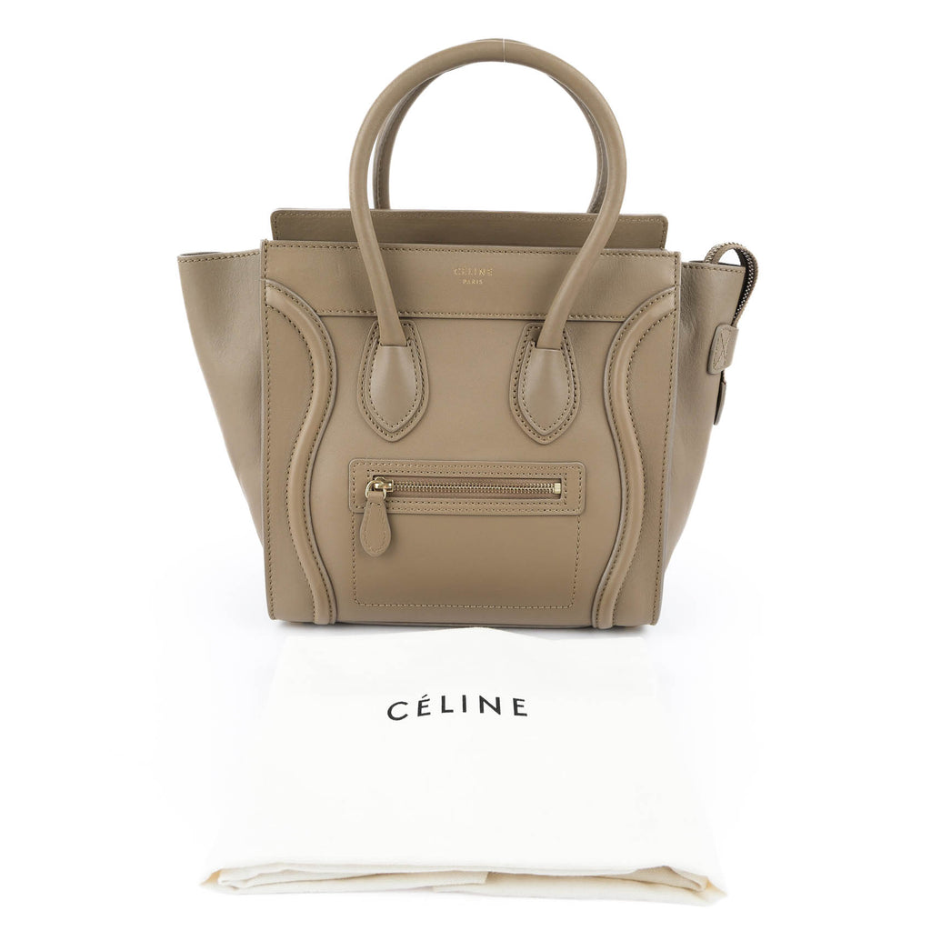Celine Medium Luggage Tote - Taupe Smooth Leather Gold Hardware