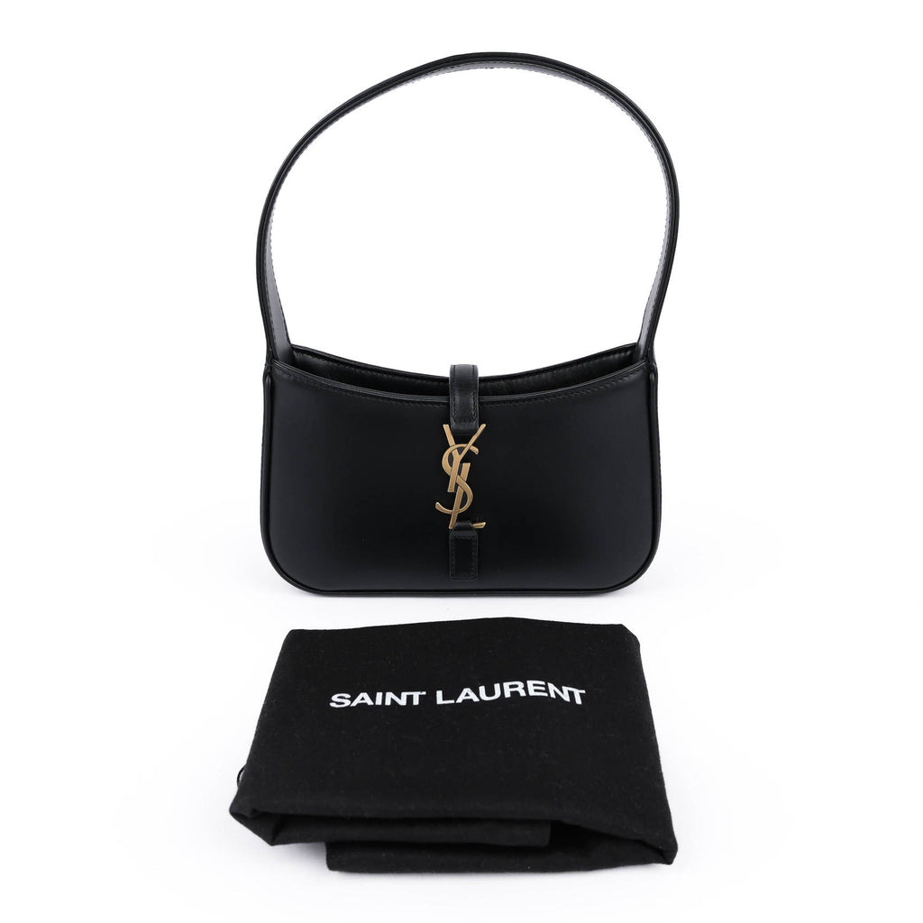 Saint Laurent Le 5 à 7 Small Hobo Bag Smooth Leather Black Gold Hardware 710318