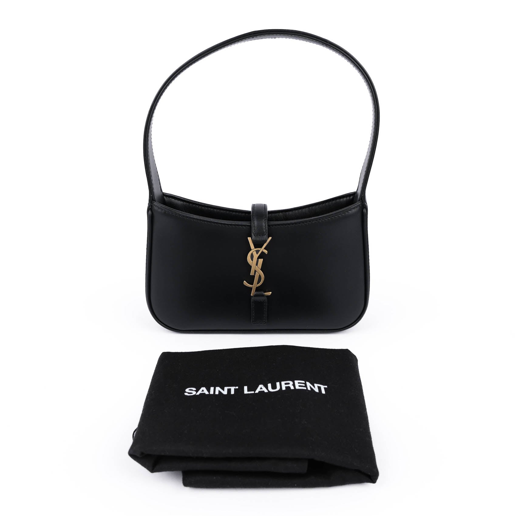 Saint Laurent Le 5 à 7 Small Hobo Bag Smooth Leather Black Gold Hardware 710318