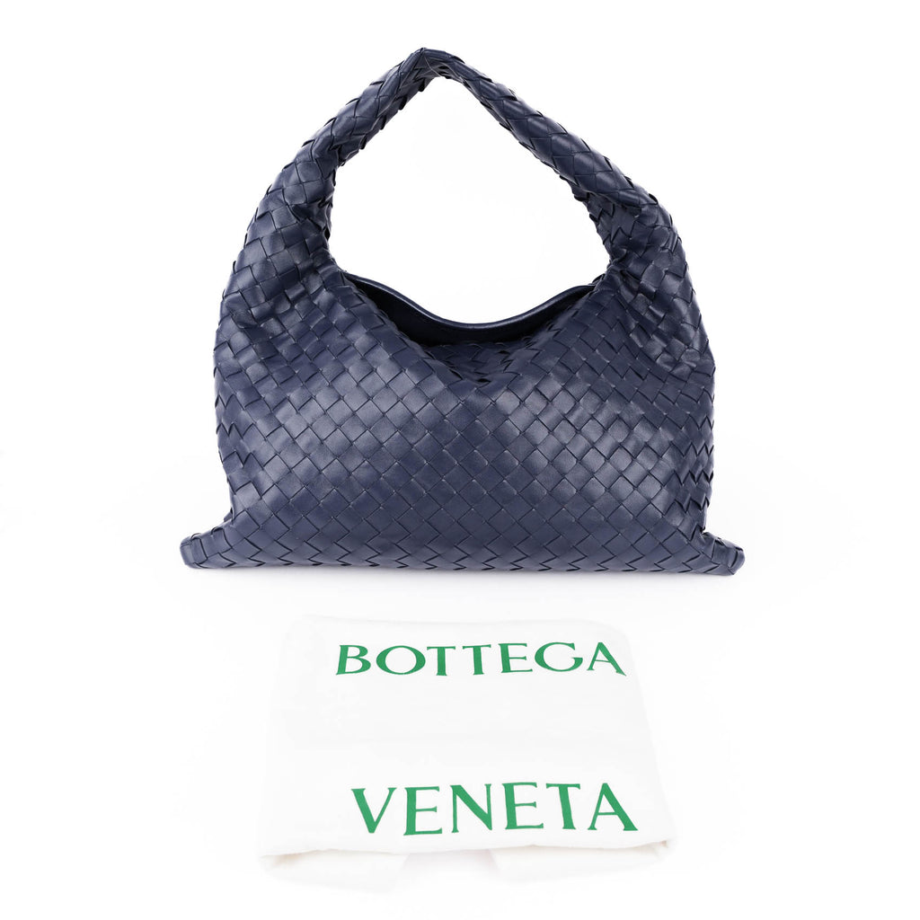 Bottega Veneta Medium Hop Intrecciato Leather Hobo Bag - Navy