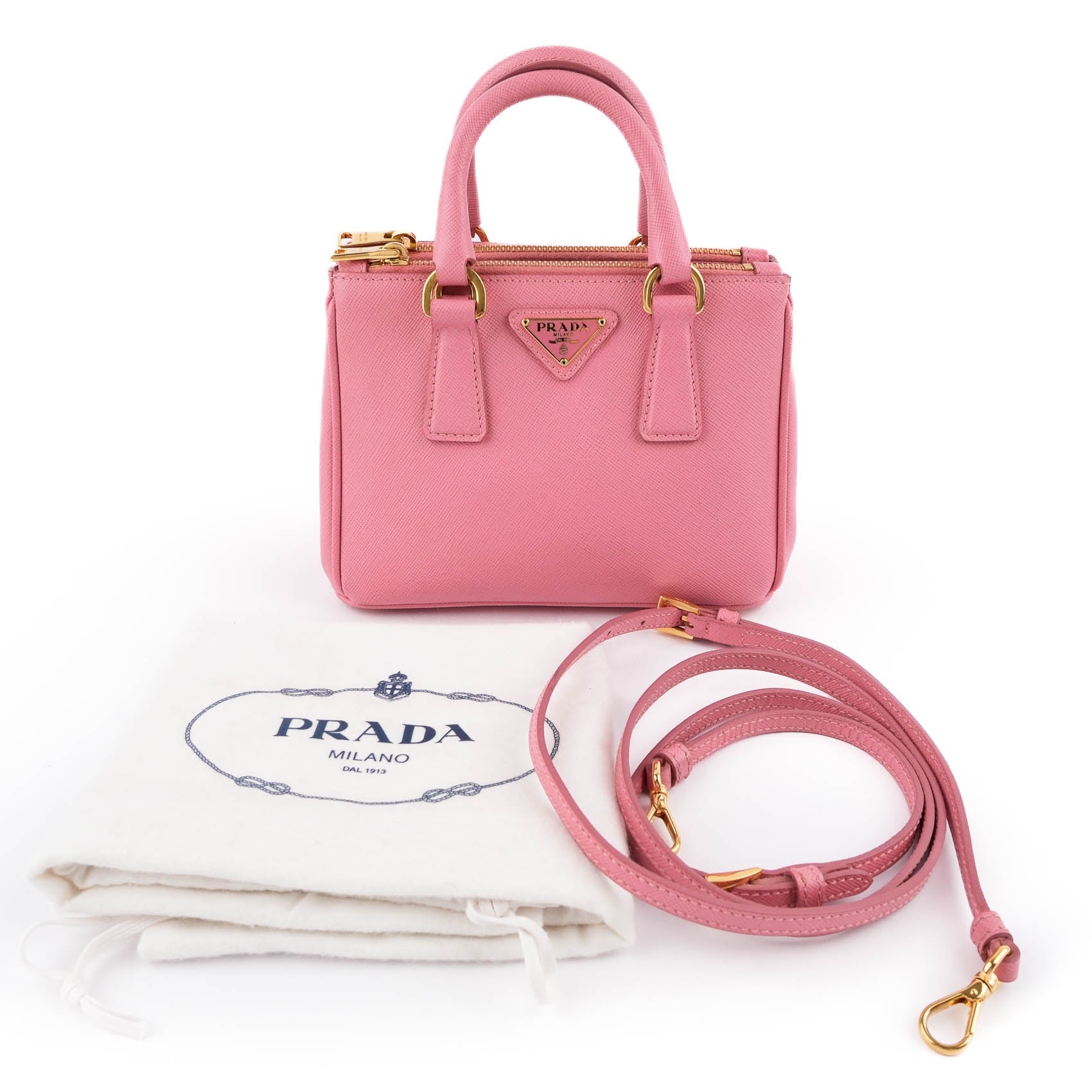 Prada Saffiano Lux Leather 2-Way Handbag - Pink