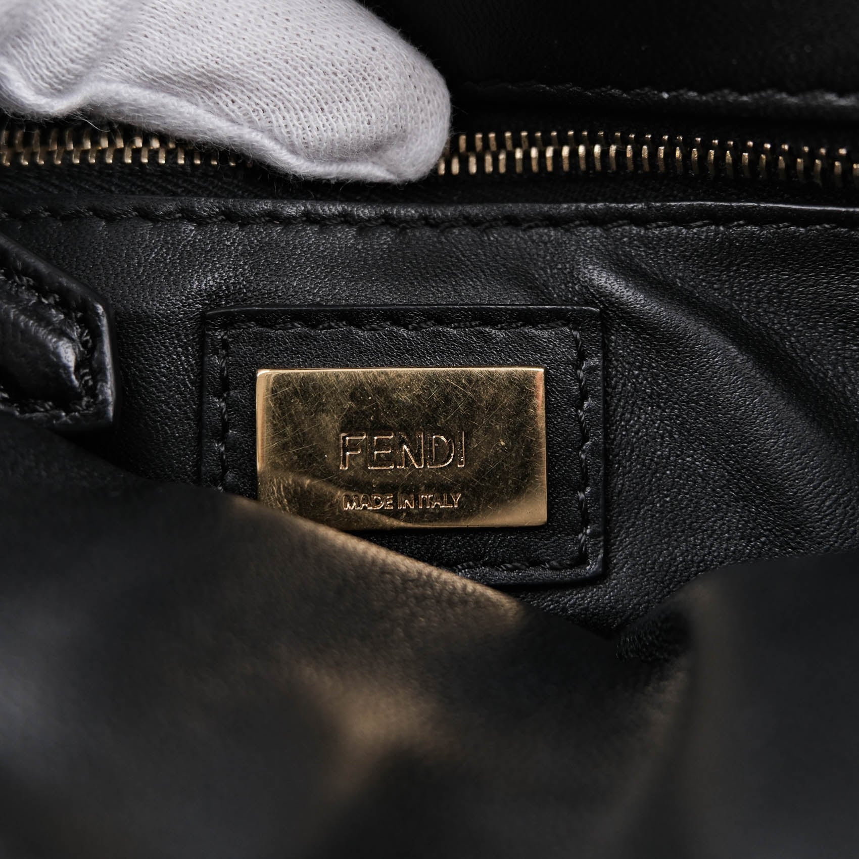 FENDI Mini Peekaboo Black Leather 2WAY Handbag 8BN244
