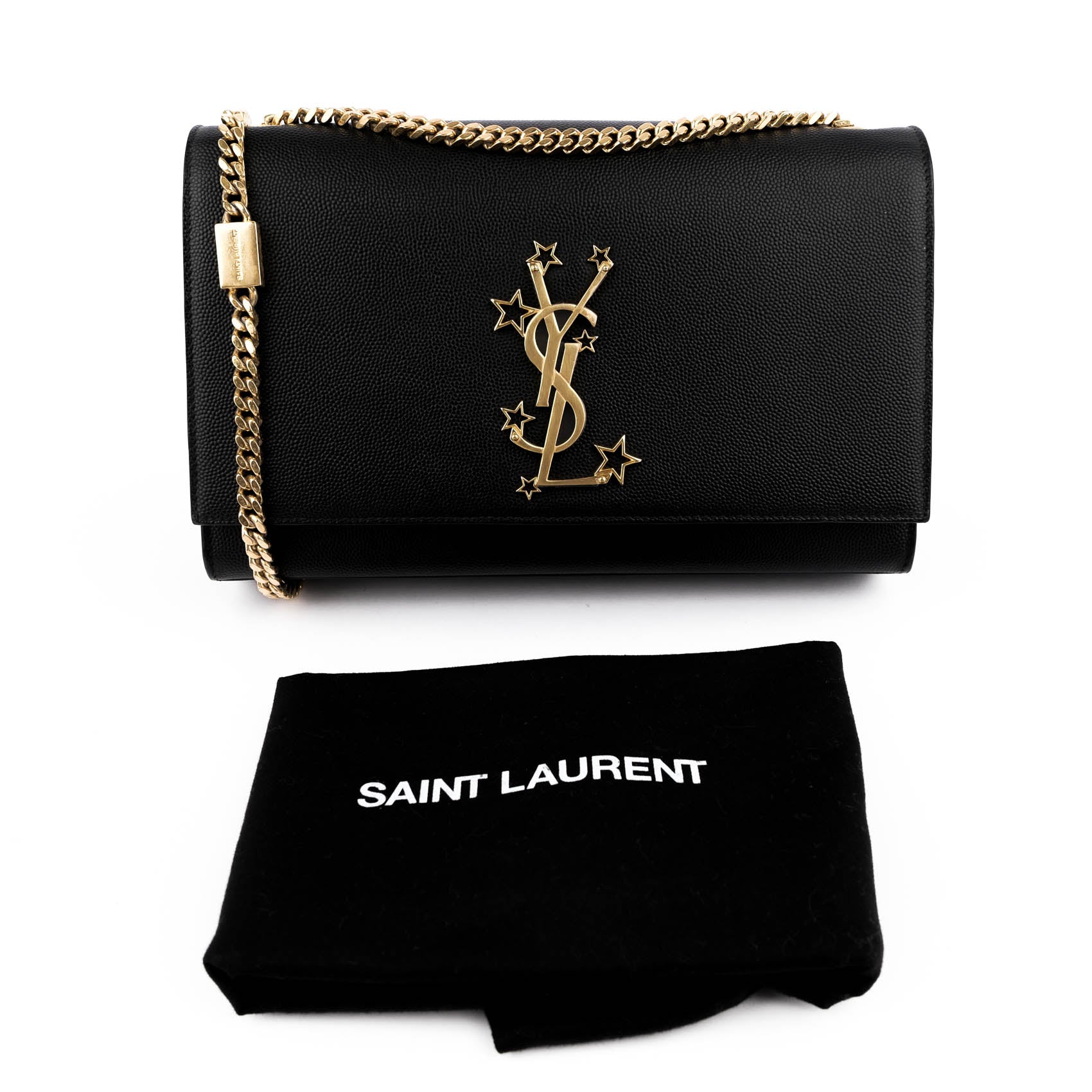 Saint Laurent Kate Medium - Star Monogram Black Grain de Poudre