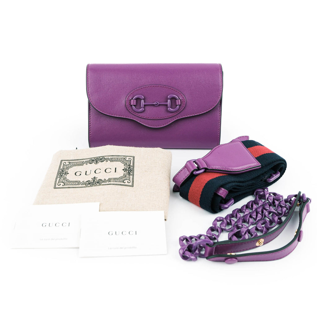 Gucci Horsebit 1955 Mini Shoulder Bag in Purple Leather