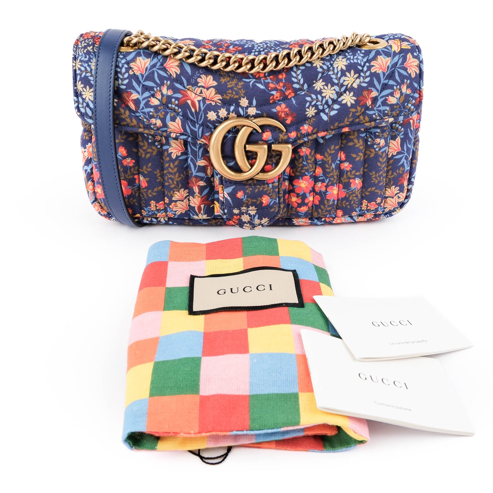 Gucci Small GG Marmont Floral Print Canvas Shoulder Bag