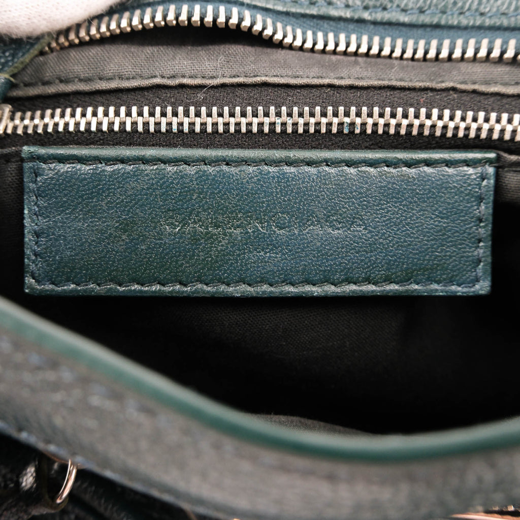 Balenciaga Classic Metallic Edge Mini City Leather 2-Way Handbag Green