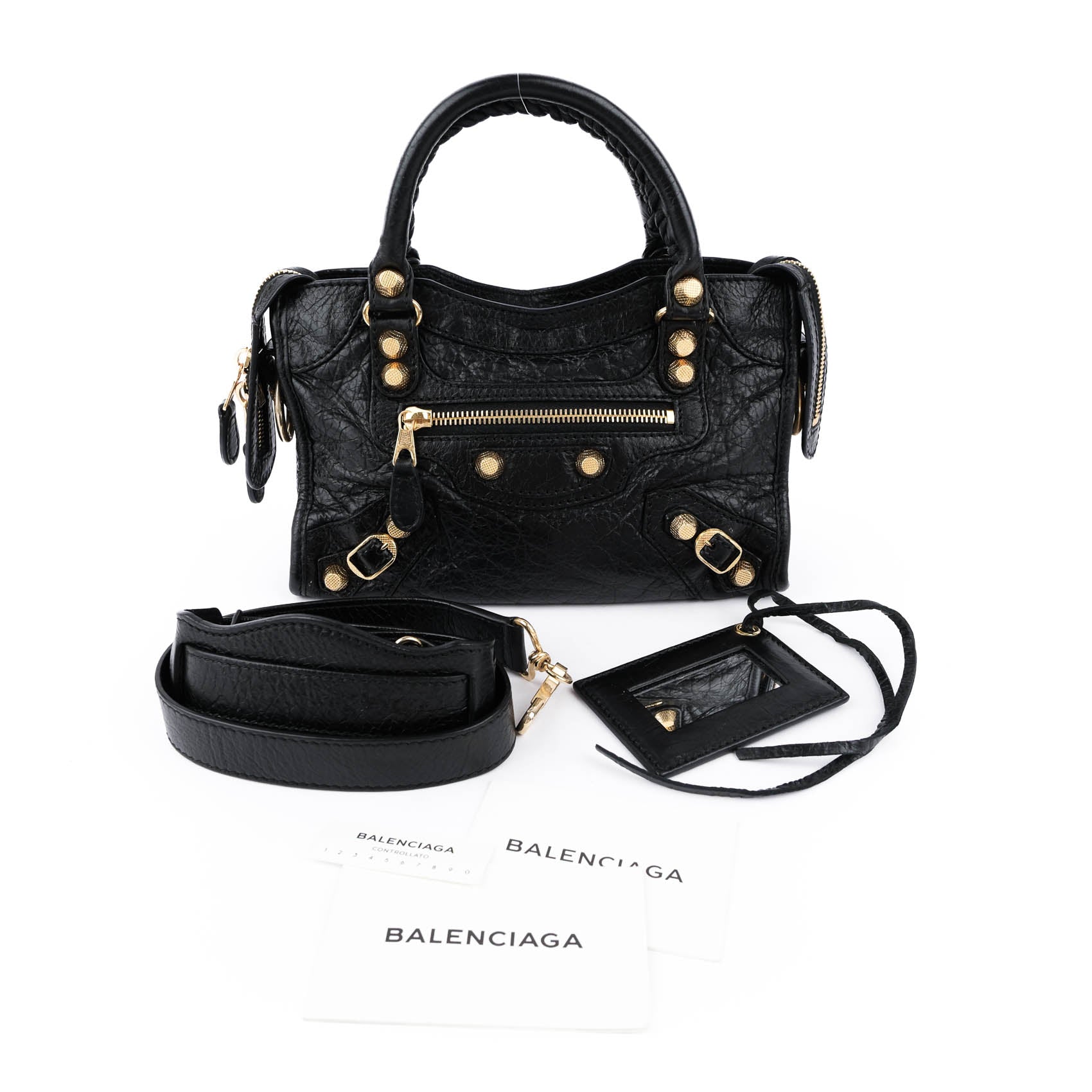 Balenciaga Classic City Mini with Giant 12 Gold Hardware (Black Lambskin)