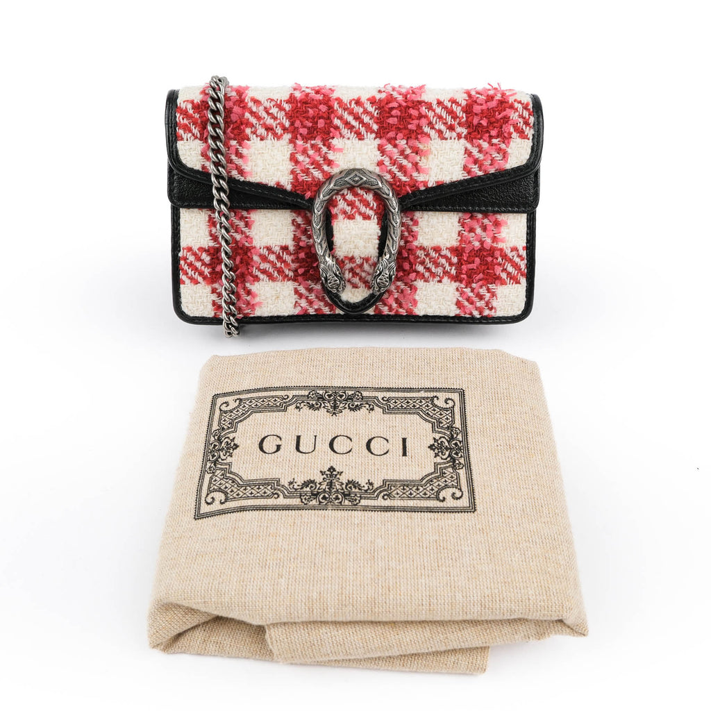 Gucci Dionysus Super Mini Tweed Bag - Red & White Check