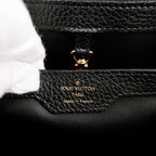 Louis Vuitton Capucines PM M54311 Black Taurillon Leather Monogram Flower Studs 2-Way Handbag RFID