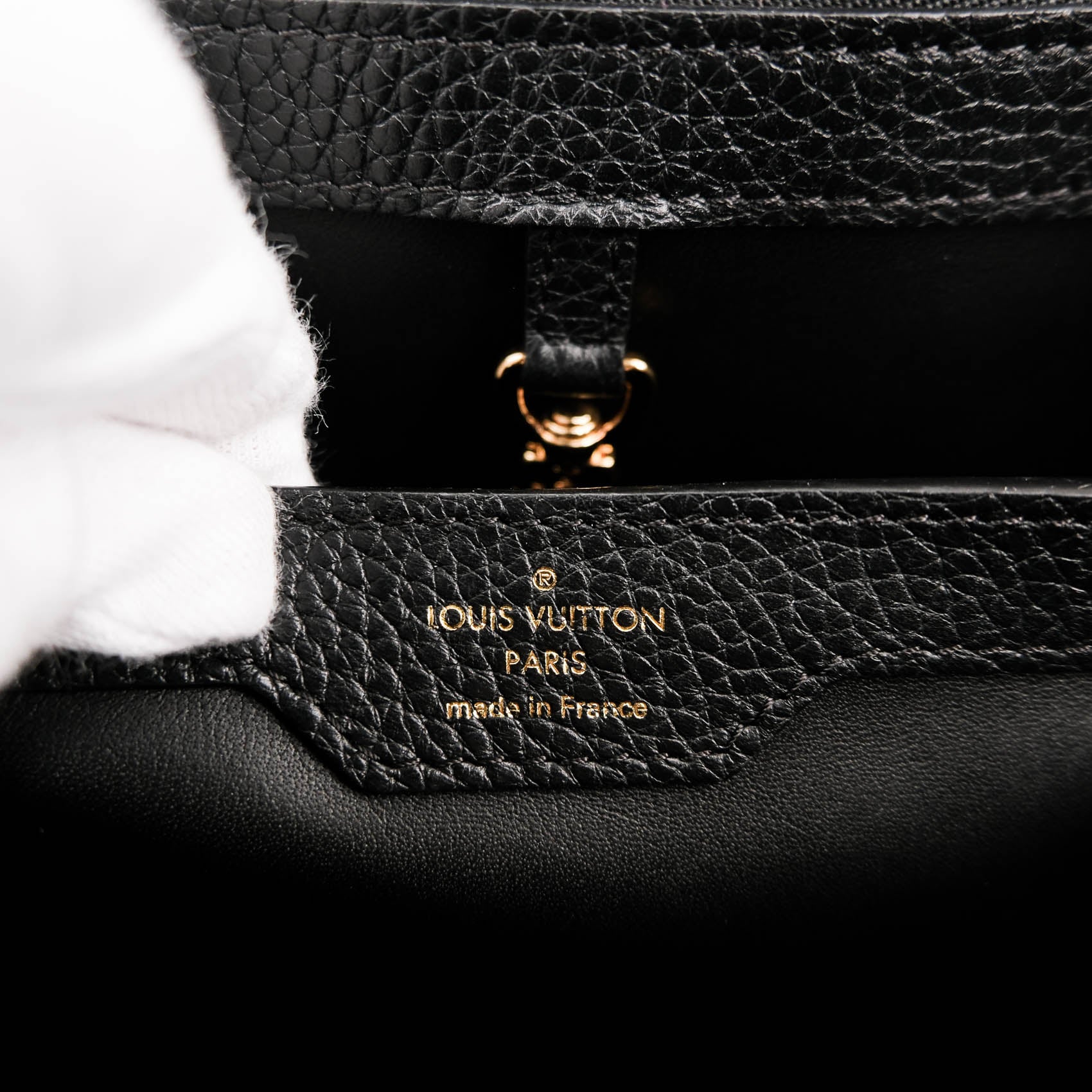 Louis Vuitton Capucines PM M54311 Black Taurillon Leather Monogram Flower Studs 2-Way Handbag RFID