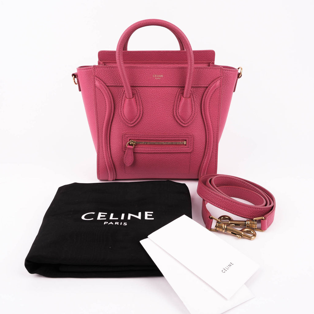 CELINE Nano Luggage Bag in Drummed Calfskin - Pink (2019)