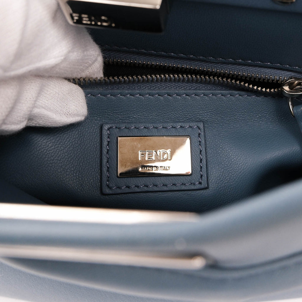 Fendi Mini Peekaboo Leather 2‑Way Handbag – Blue (8BN244)