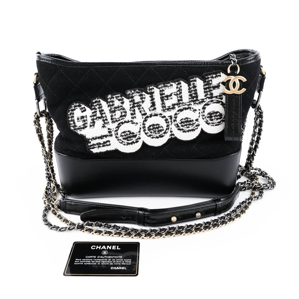 Chanel Medium Gabrielle Hobo Bag in Black Felt and Calfskin