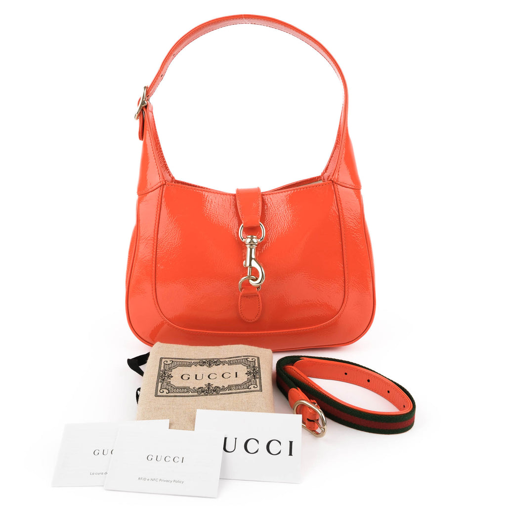 Gucci Jackie Small Shoulder Bag in Orange Patent Leather