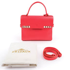 Delvaux Tempete MM Leather 2WAY Handbag Red