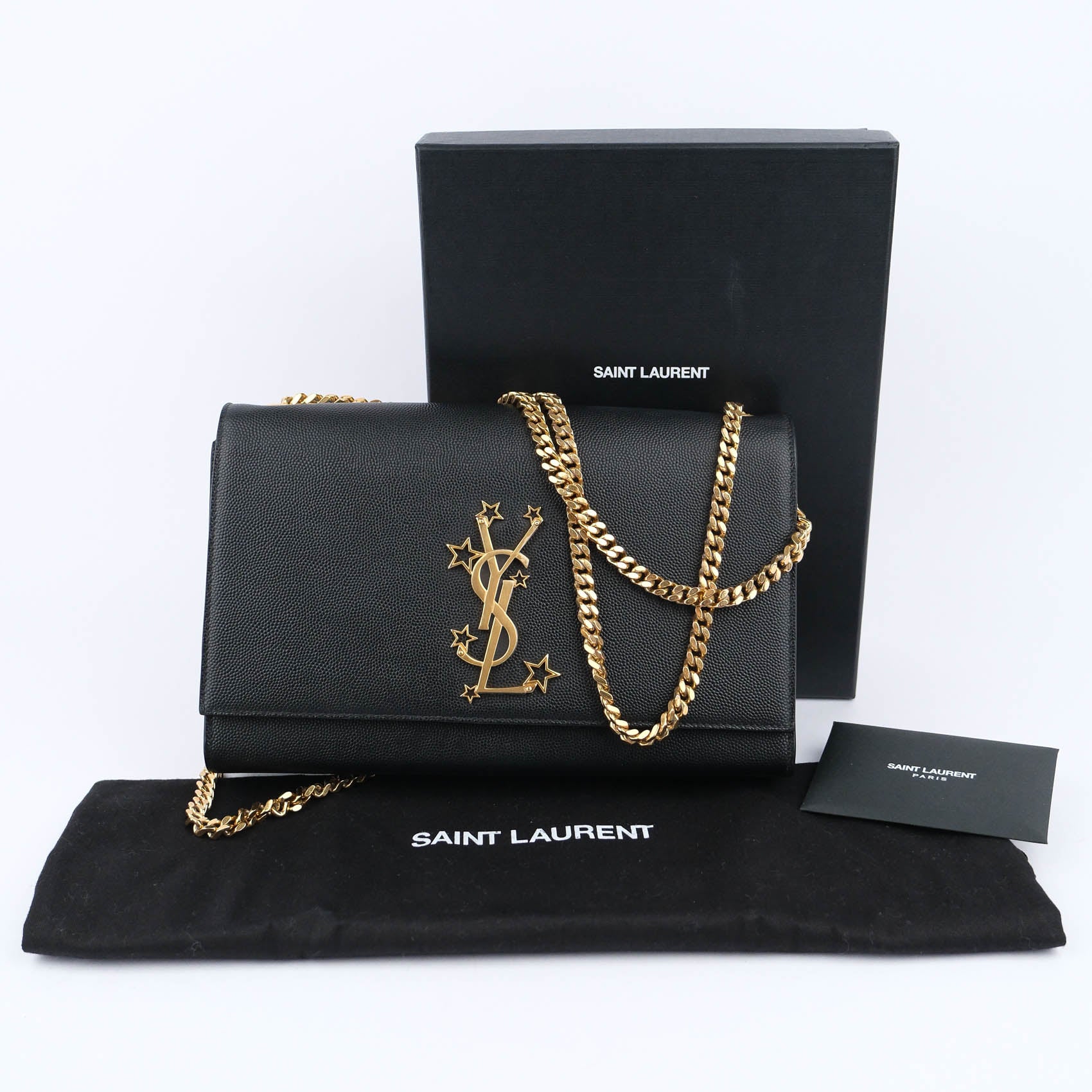 Saint Laurent Kate Medium - Star Monogram Black Grain de Poudre