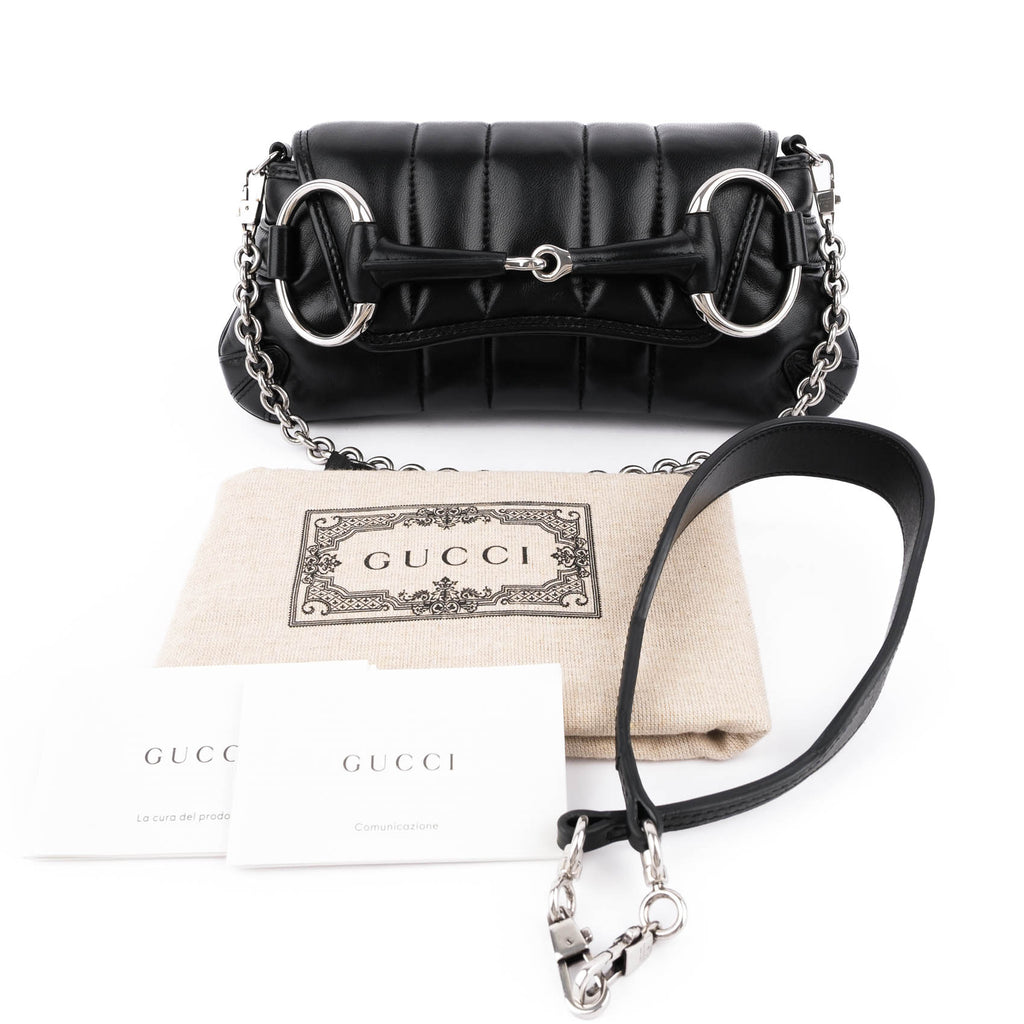 Gucci Small Horsebit Chain Shoulder Bag Black
