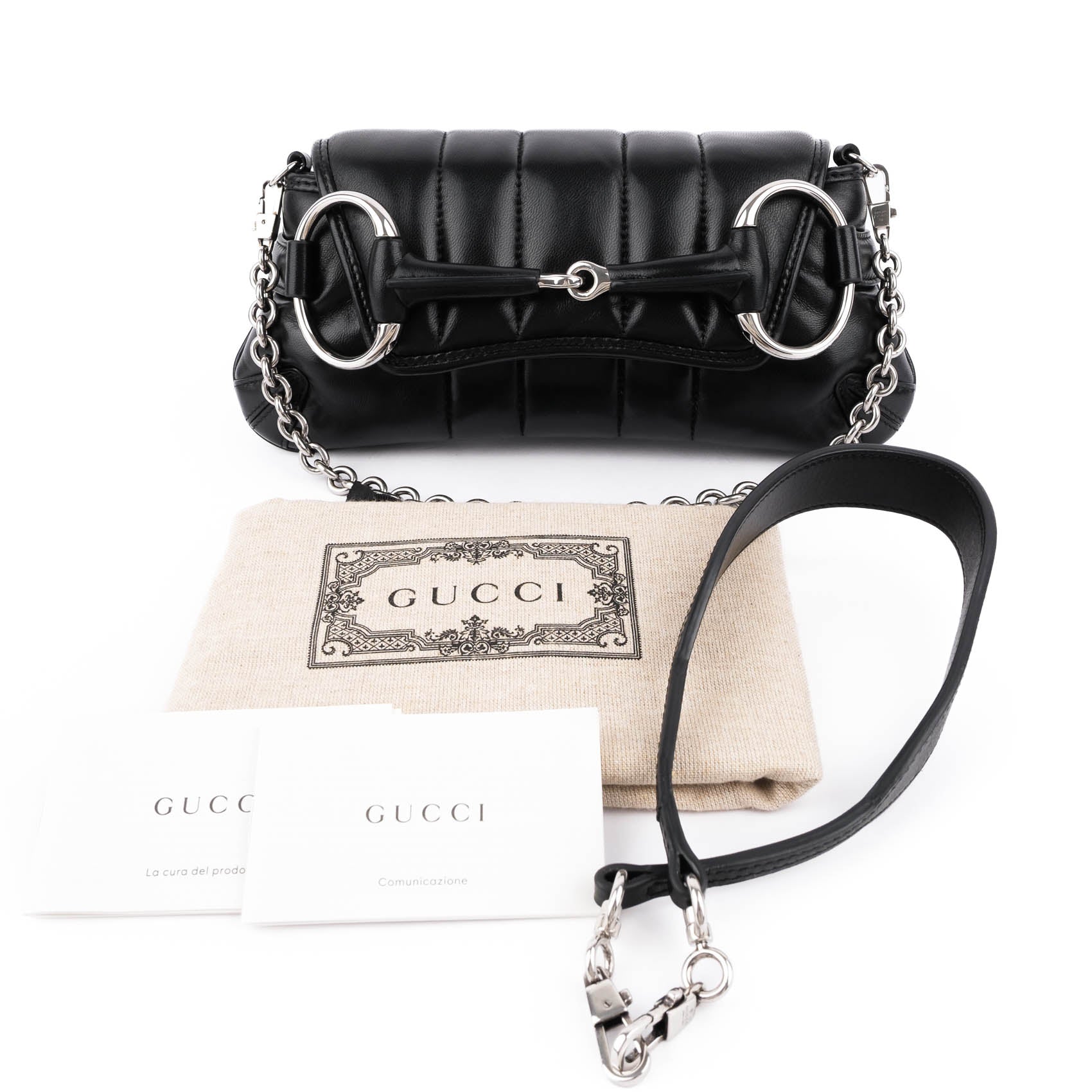 Gucci Small Horsebit Chain Shoulder Bag Black