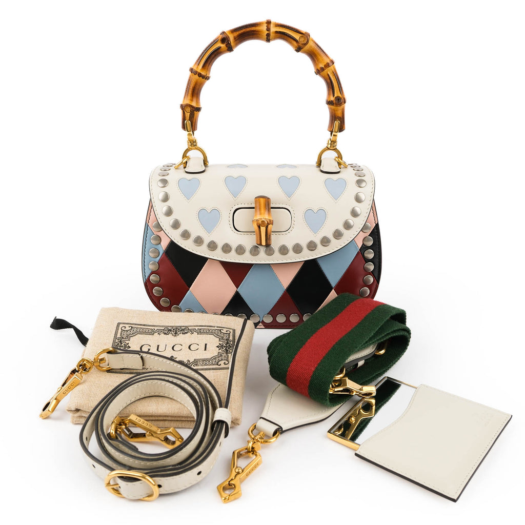 Gucci Multicolor Leather Lovelight Bamboo Top Handle 1947 Small Bag