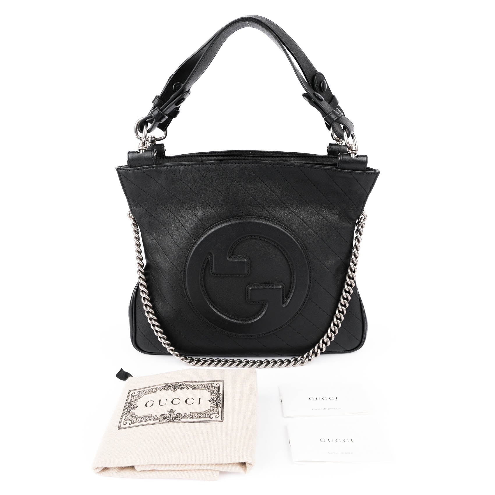 Gucci Blondie Leather 2 Way Handbag Black