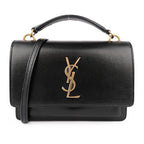 Saint Laurent Sunset Small Leather Black Gold Hardware Rank A