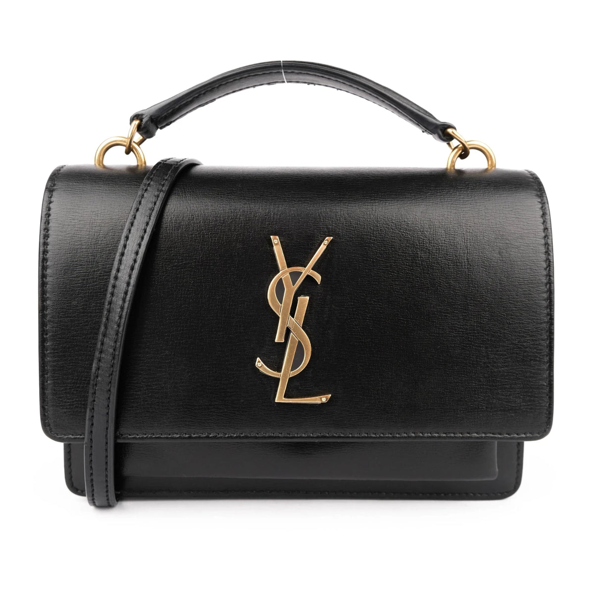 Saint Laurent Sunset Small Leather Black Gold Hardware Rank A