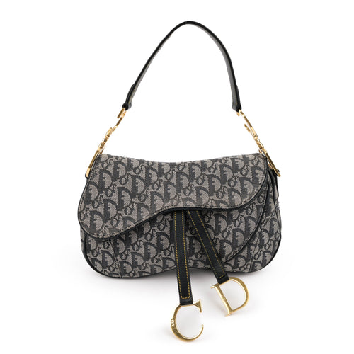 Christian Dior Vintage Diorissimo (Trotter) Double Saddle Bag (Blue/Navy)
