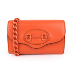 GUCCI Horsebit Mini Shoulder Bag Orange Leather Monochrome 2-Way